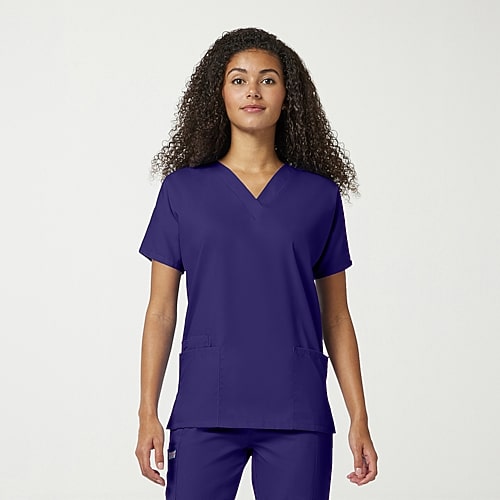 Cherokee Ck Ww Originals Womens V Neck Short Sleeve Scrub Top, Small, Purple