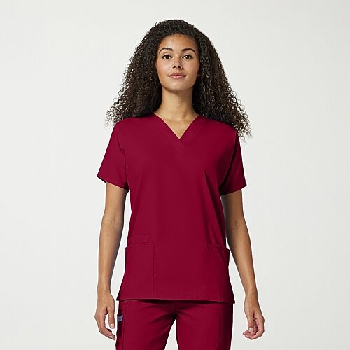 Cherokee Ck Ww Originals Womens V Neck Short Sleeve Scrub Top, Medium, Red