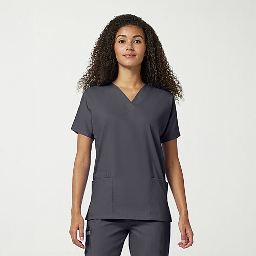 Cherokee Ck Ww Originals Womens V Neck Short Sleeve Scrub Top, Small, Gray