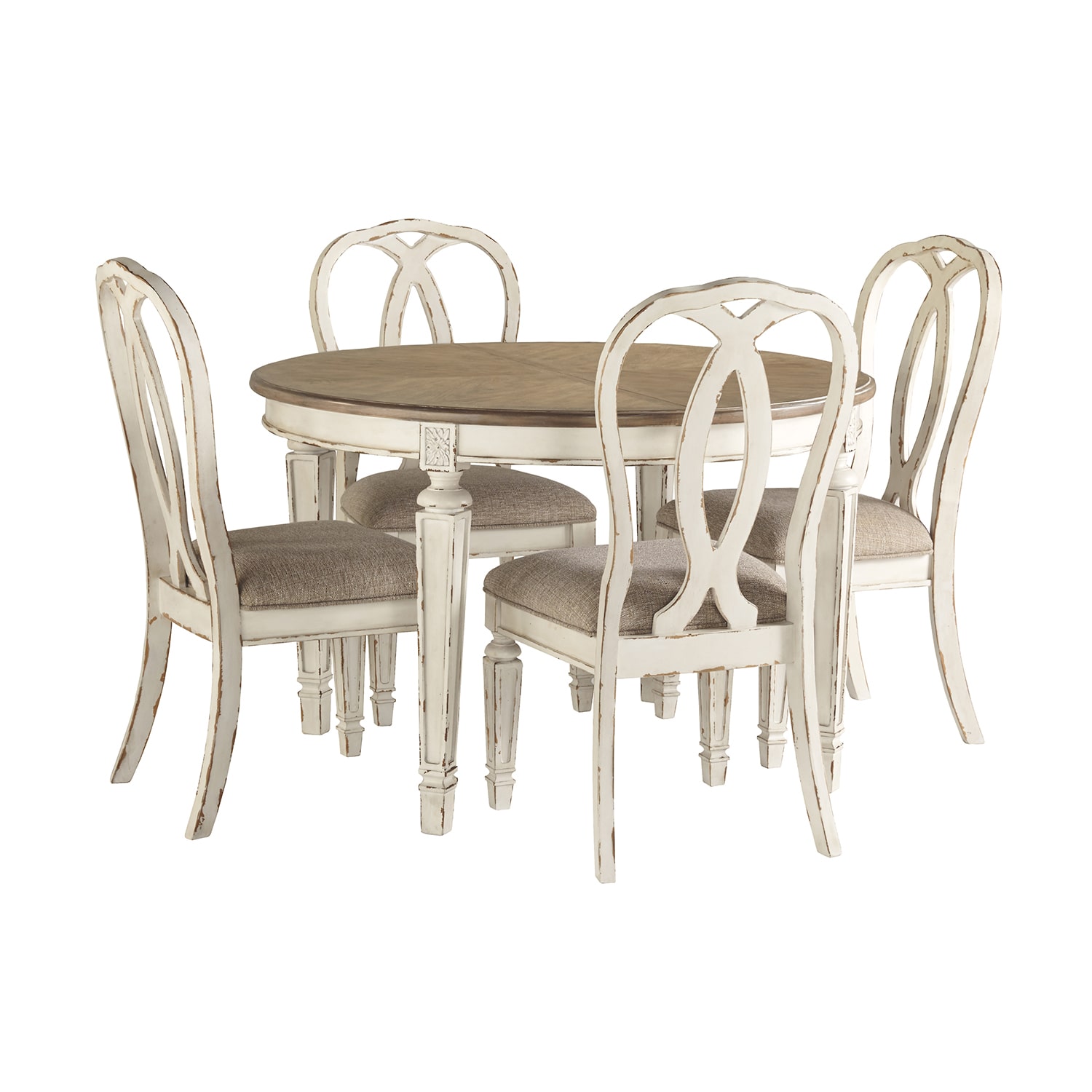 Signature Design by Ashley Realyn -Piece Oval Extension Ribbon Back Dining Set