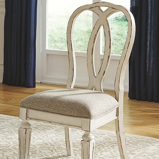Signature Design by Ashley Realyn 7-Piece Oval Extension Ribbon Back Dining Set
