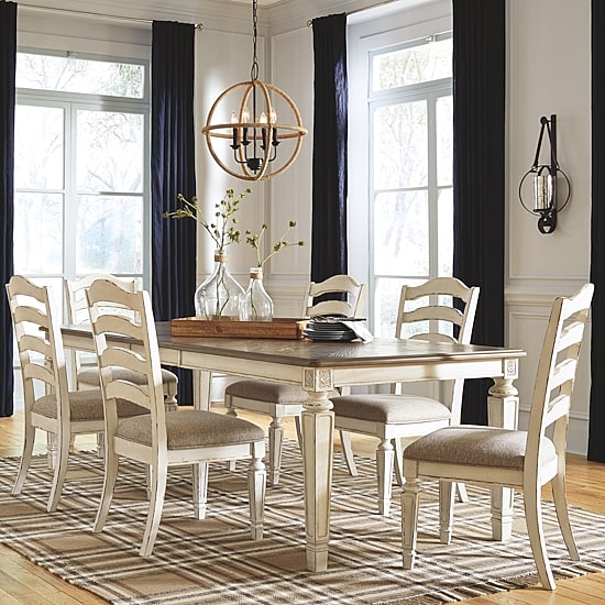 Signature Design by Ashley Realyn 7-Piece Rectangular Extension Ladderback Dining Table Set