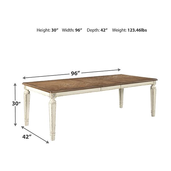 Signature Design by Ashley Realyn 7-Piece Rectangular Extension Ribbon Back Dining Table Set