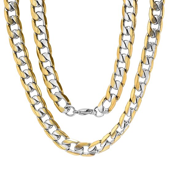 Steeltime Mens 18K Gold Over Stainless Steel Hypoallergenic 24 Inch Link Necklace