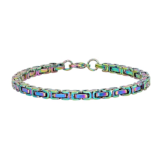 Steeltime Mens Stainless Steel 8 Inch Solid Byzantine Hypoallergenic Chain Bracelet