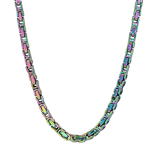 Steeltime Mens Stainless Steel Hypoallergenic 24 Inch Byzantine Chain Necklace