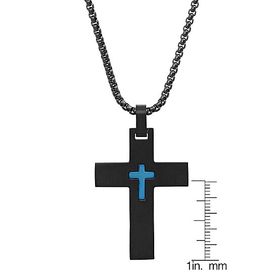 Steeltime Mens Stainless Steel Cross Hypoallergenic 24 Inch Pendant Necklace