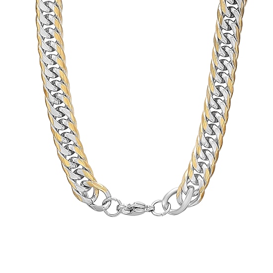 Steeltime Mens 18K Gold Over Stainless Steel Hypoallergenic 24 Inch Link Necklace