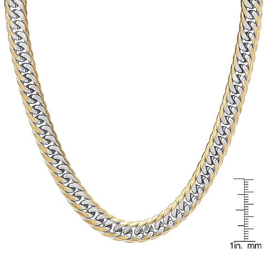 Steeltime Mens 18K Gold Over Stainless Steel Hypoallergenic 24 Inch Link Necklace