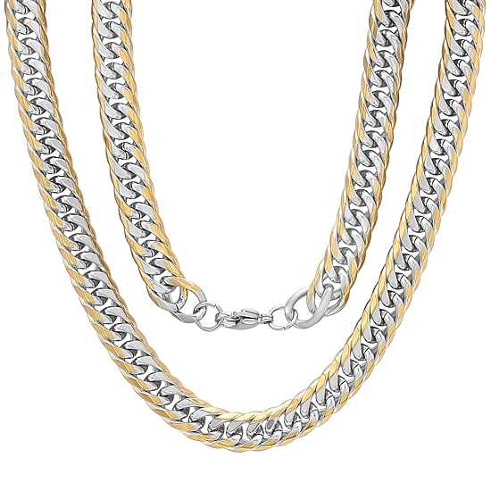 Steeltime Mens 18K Gold Over Stainless Steel Hypoallergenic 24 Inch Link Necklace