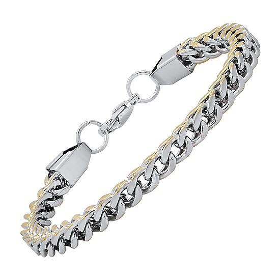 Steeltime Mens 18K Gold Over Stainless Steel Solid Hypoallergenic 8 1/2 Inch Link Bracelet