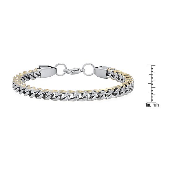Steeltime Mens 18K Gold Over Stainless Steel Solid Hypoallergenic 8 1/2 Inch Link Bracelet