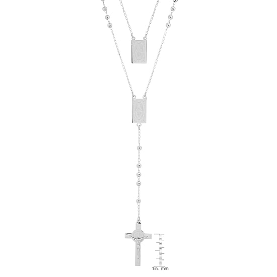 Steeltime Mens Stainless Steel Hypoallergenic 19 Inch Rosary Necklace