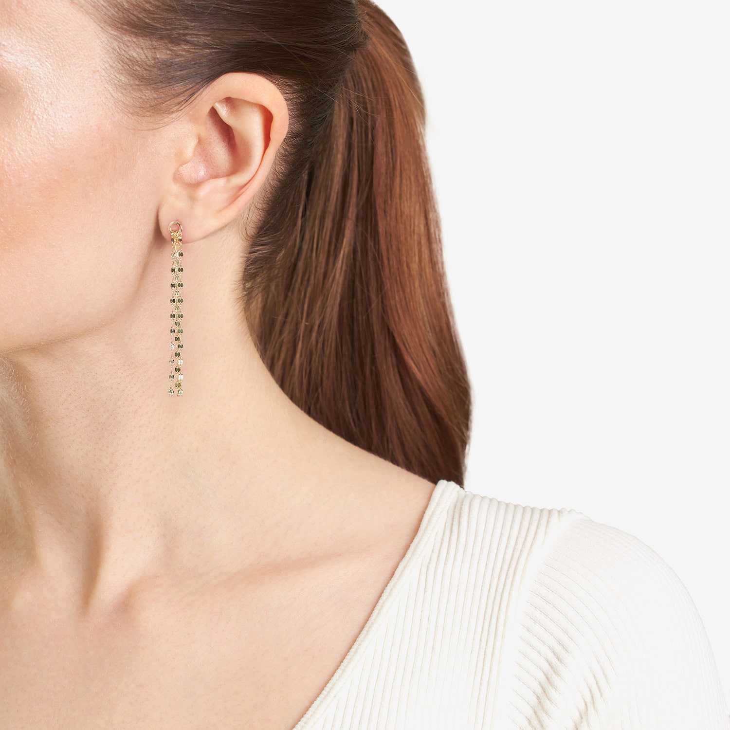 Silver Treasures Front And Back Mirror Chain Womens 14K Gold Over Silver Drop Earrings