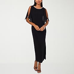 msk dresses black MSK Women Plus Tulip Sleeves Knee Fit & Flare Dress Black 1X at Amazon  Women's Clothing store