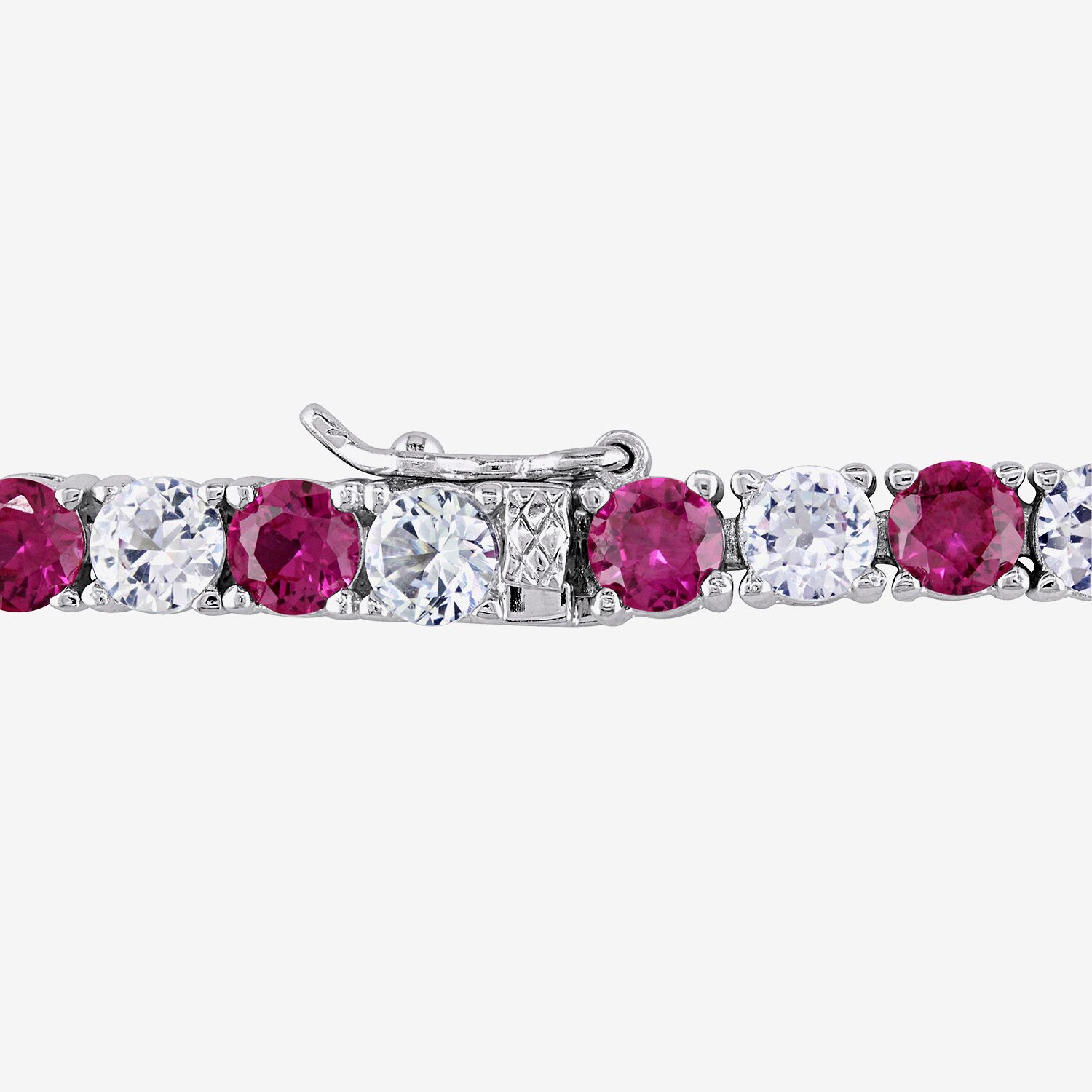 Womens Lab Created Red Ruby Sterling Silver 7.25 Inch Tennis Bracelet