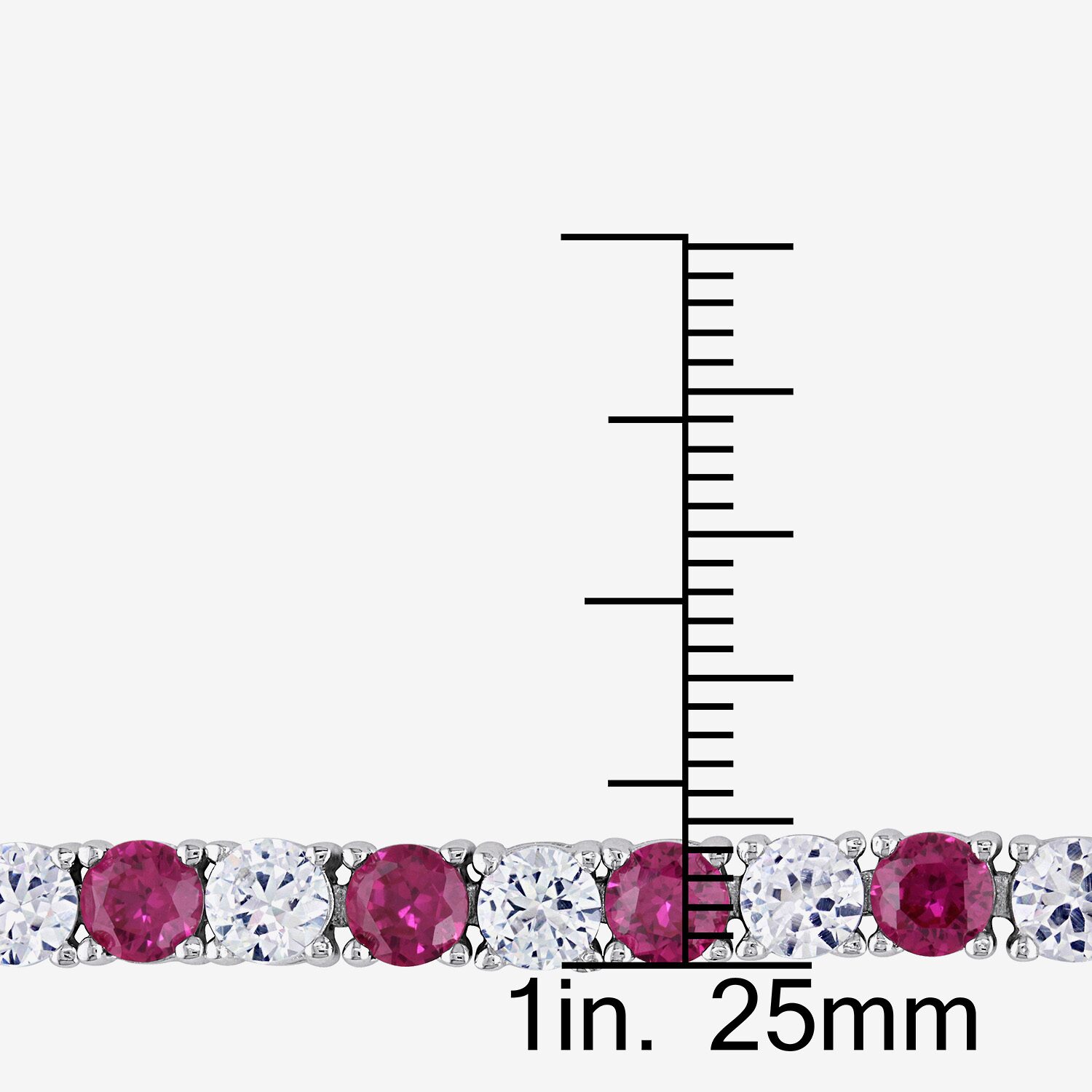 Womens Lab Created Red Ruby Sterling Silver 7.25 Inch Tennis Bracelet