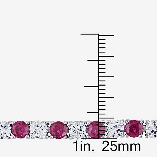 Womens Lab Created Red Ruby Sterling Silver 7.25 Inch Tennis Bracelet