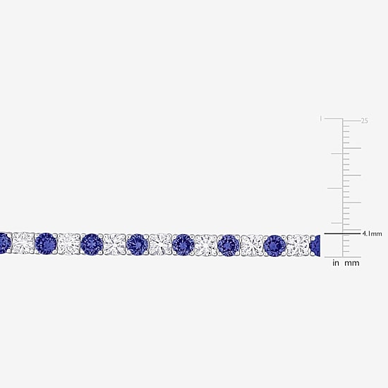 Womens Lab Created Blue Sapphire Sterling Silver 7.25 Inch Tennis Bracelet