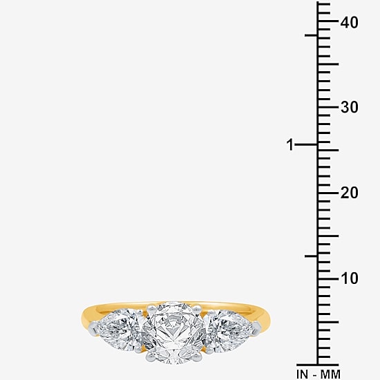 Signature By Modern Bride (H-I / Si1-Si2) Womens 2 1/4 CT. T.W. Lab Grown White Diamond 14K Gold Round 3-Stone Engagement Ring