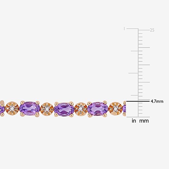 Womens Diamond Accent Genuine Purple Amethyst 18K Rose Gold Over Silver Tennis Bracelet