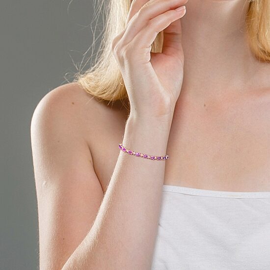 Womens Diamond Accent Genuine Purple Amethyst 18K Rose Gold Over Silver Tennis Bracelet