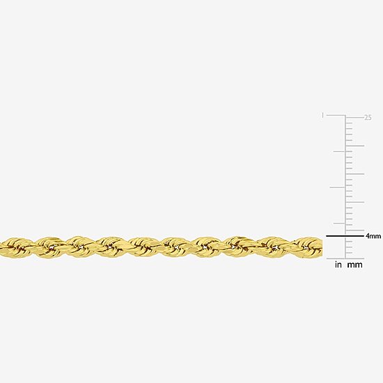 Womens 14K Gold 7.5 Inch Hollow Rope Chain Bracelet