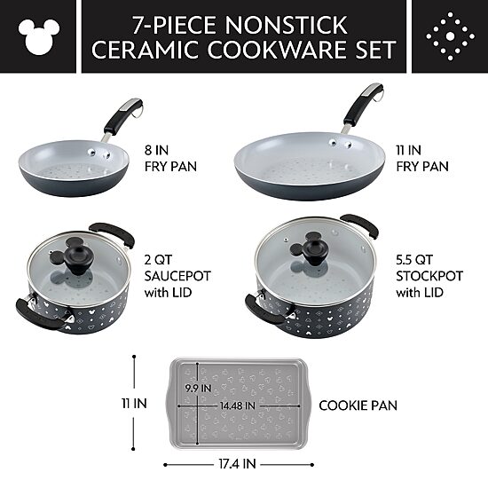Farberware Disney Monochrome Ceramic 7-pc. Non-Stick Cookware Set