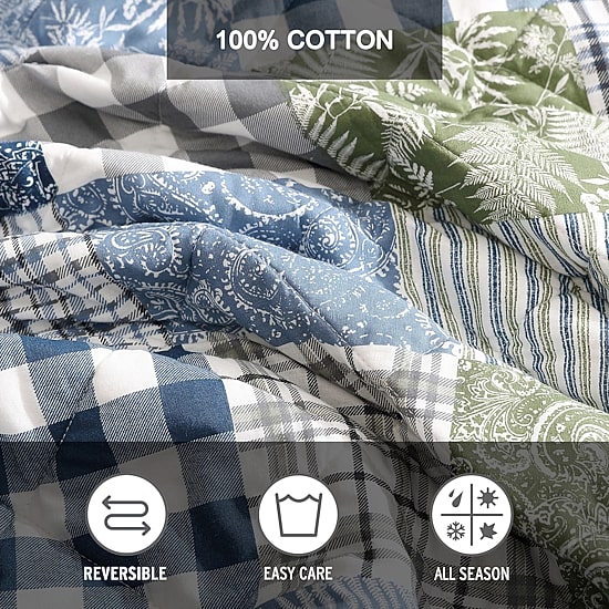Eddie Bauer Cozy Plaid Patchwork Cotton Quilt Set