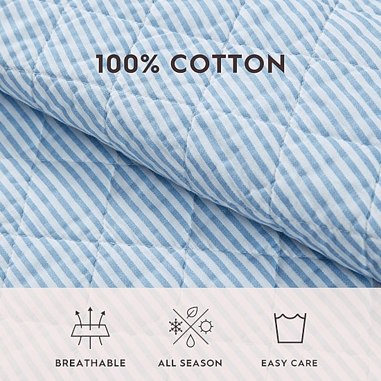 Laura Ashley Oxford Stripe Cotton Quilt Set