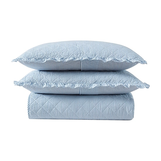 Laura Ashley Oxford Stripe Cotton Quilt Set