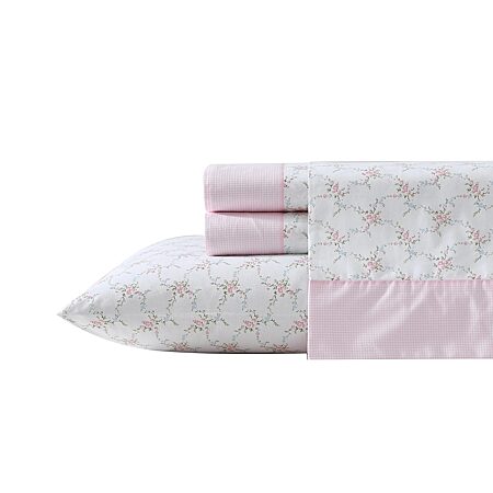 Laura Ashley Bella 300tc Sheet Set USHSA01235891, Color: Pale Pink