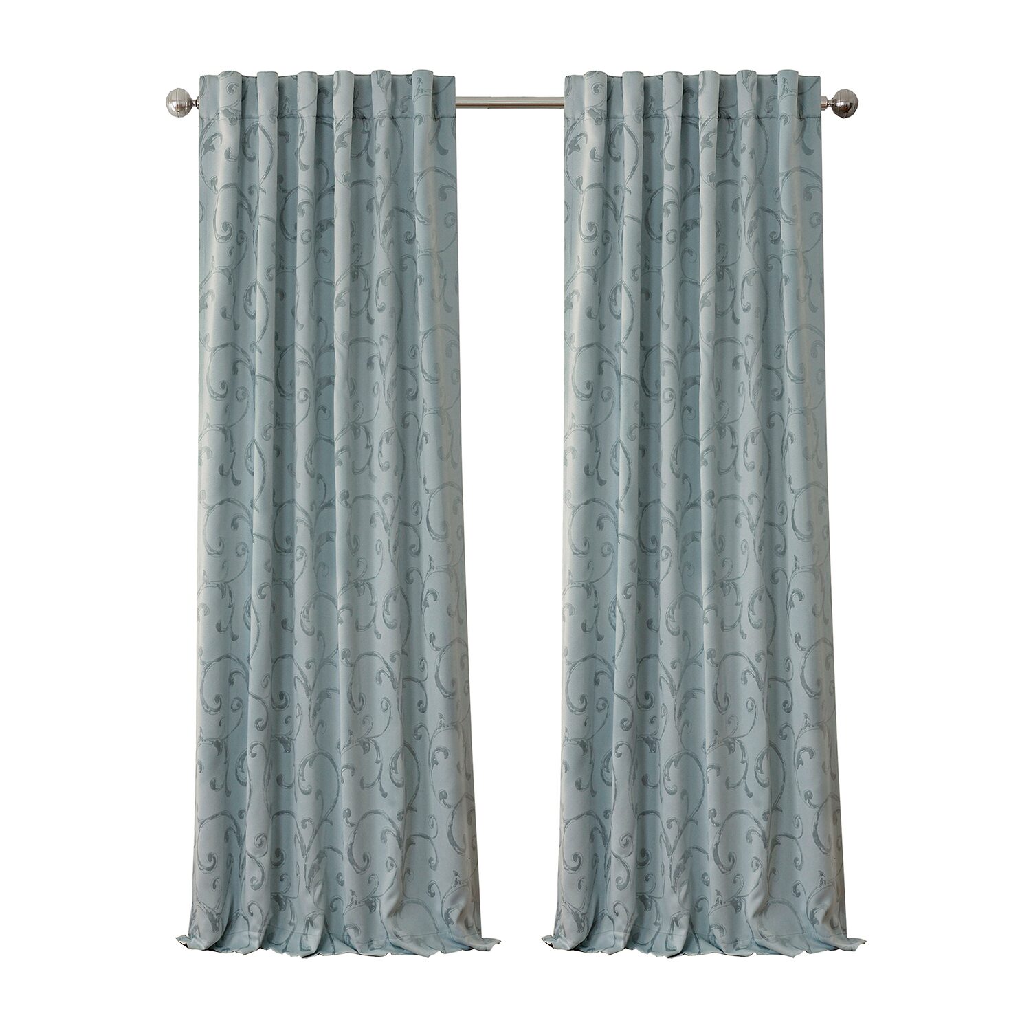 Threadmade Mia Swirl Print Jacquard Rod Pocket Back Tab Energy Saving Blackout Single Curtain Panel
