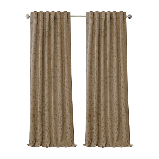 Threadmade Mia Swirl Print Jacquard Rod Pocket Back Tab Energy Saving Blackout Single Curtain Panel