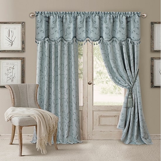 Threadmade Mia Swirl Print Jacquard Rod Pocket Scallop Valance