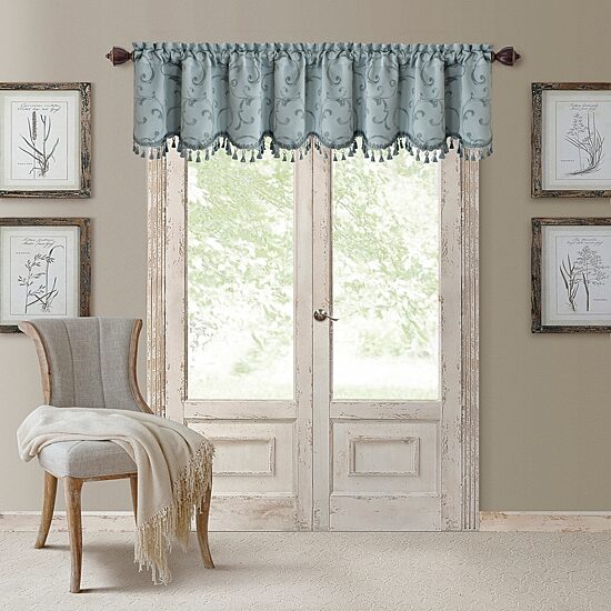 Threadmade Mia Swirl Print Jacquard Rod Pocket Scallop Valance