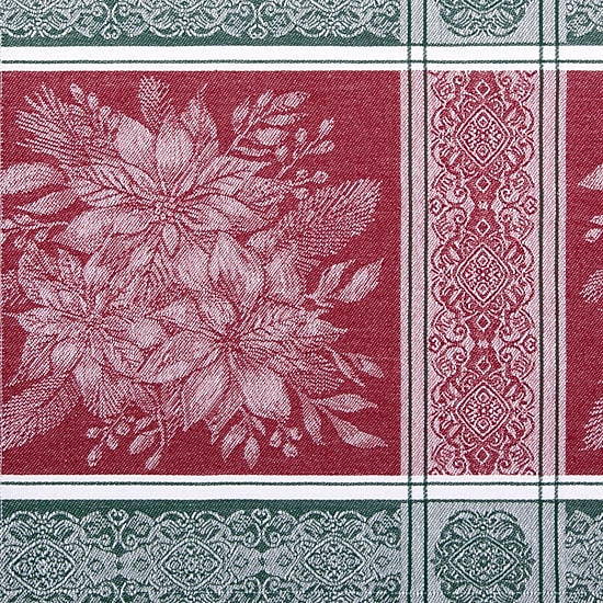 Threadmade Poinsettia Plaid Jacquard Tablecloth