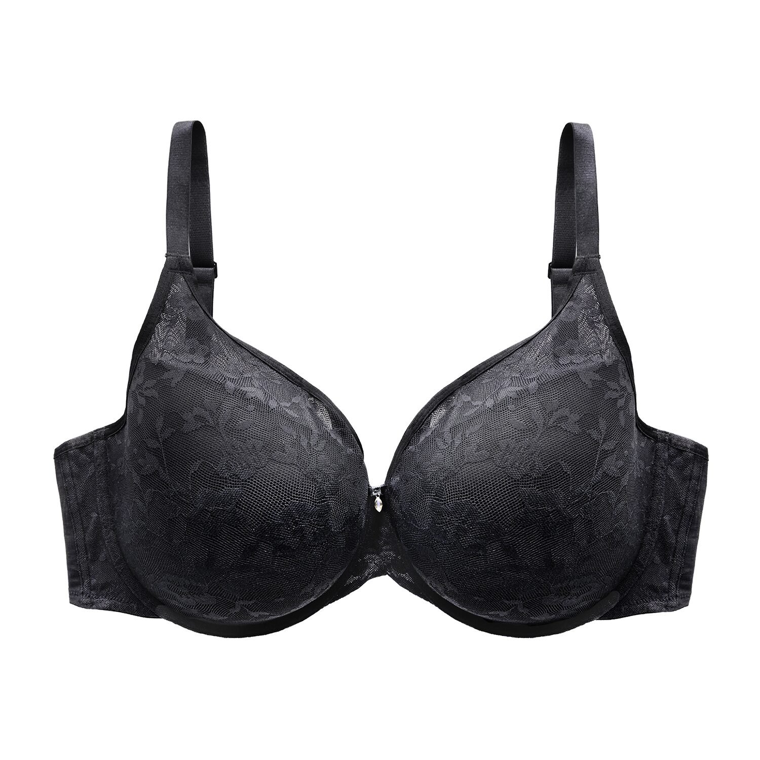 Curvy Couture No Show Lace T-shirt Plunge Bra- 1376