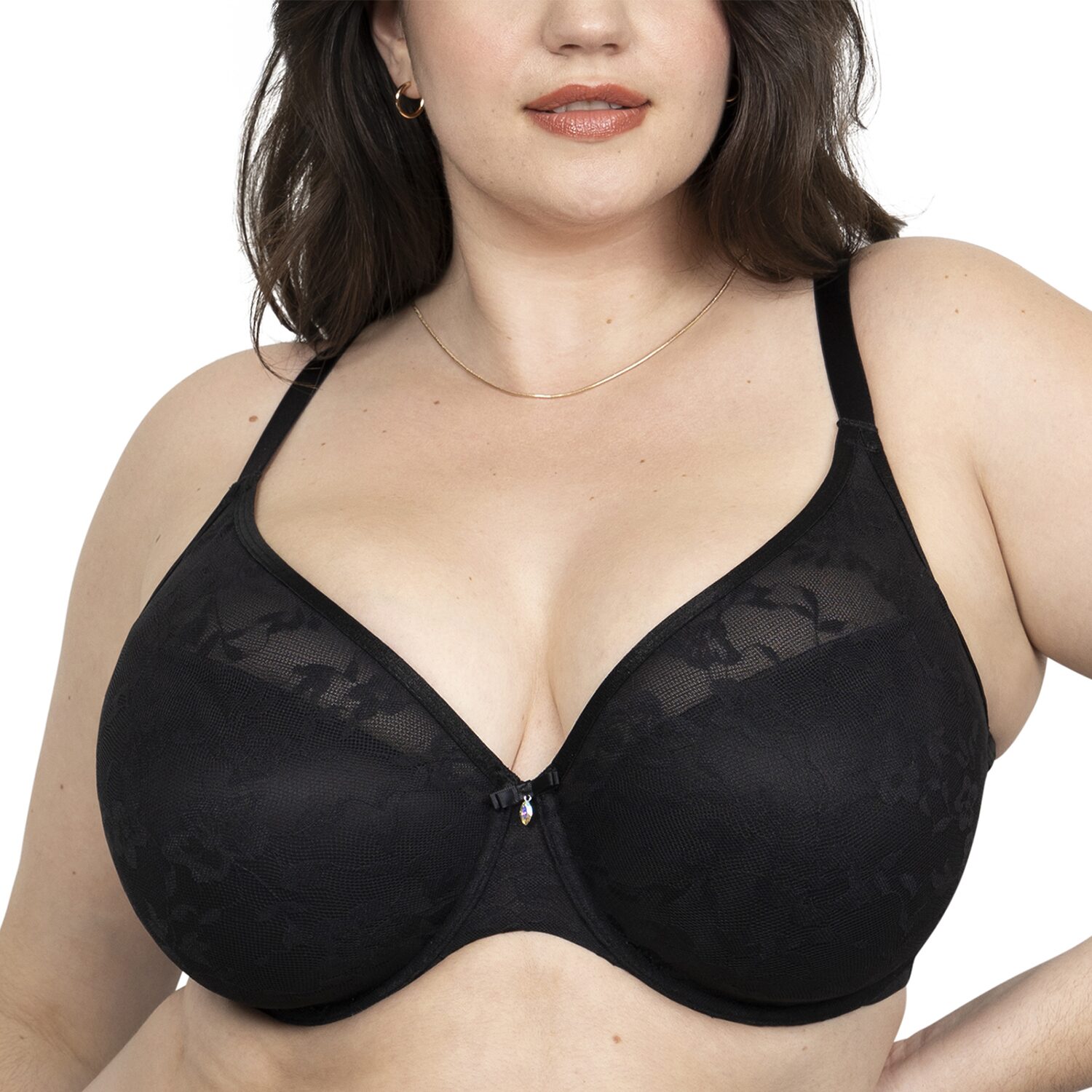 Curvy Couture No Show Lace T-shirt Plunge Bra- 1376