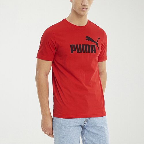 PUMA Essentials Mens Crew Neck Short Sleeve Regular Fit Graphic T-Shirt, Small, Red