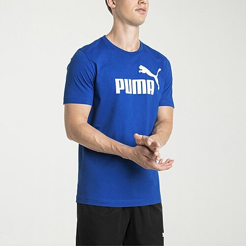 PUMA Essentials Mens Crew Neck Short Sleeve Regular Fit Graphic T-Shirt, Small, Blue