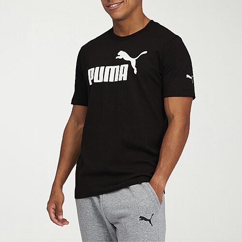 PUMA Essentials Mens Crew Neck Short Sleeve Regular Fit Graphic T-Shirt, Small, Black