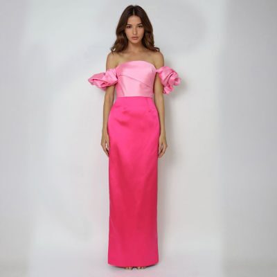Rene by Rene Ruiz Collection Off The Shoulder Womens Short Sleeve Evening Gown