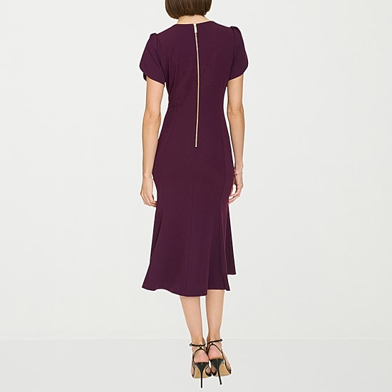 Marc New York Womens Midi Square Neck Short Sleeve Fit + Flare Dress