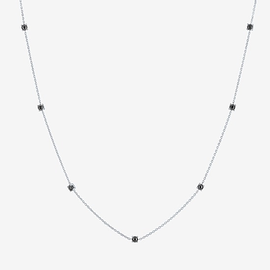 Diamond Addiction Womens 1/4 CT. T.W. Natural Black Diamond Sterling Silver 16 Inch Pendant Necklace