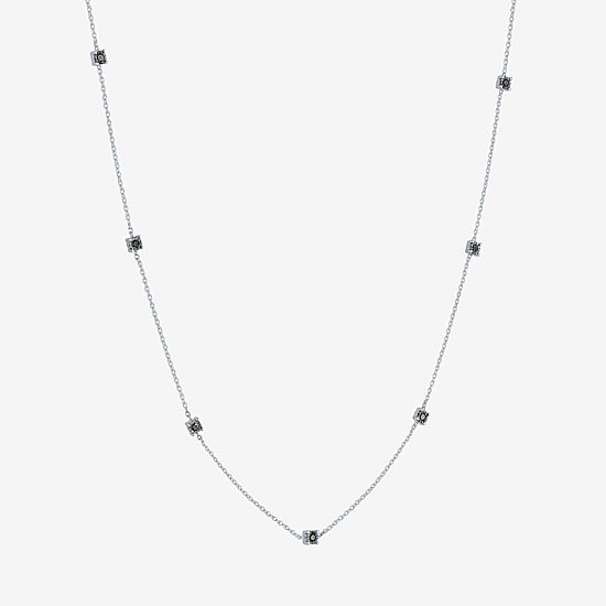 Diamond Addiction Womens 1/4 CT. T.W. Natural Black Diamond Sterling Silver 16 Inch Pendant Necklace