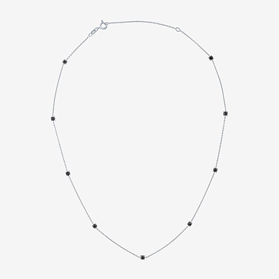 Diamond Addiction Womens 1/4 CT. T.W. Natural Black Diamond Sterling Silver 16 Inch Pendant Necklace