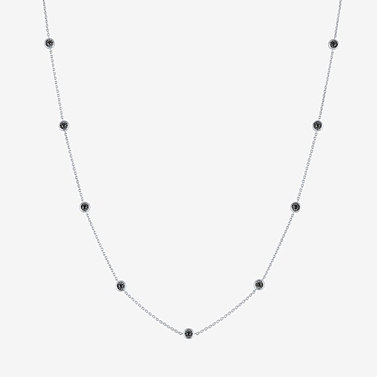 Diamond Addiction Womens 1/4 CT. T.W. Natural Black Diamond Sterling Silver 16 Inch Pendant Necklace