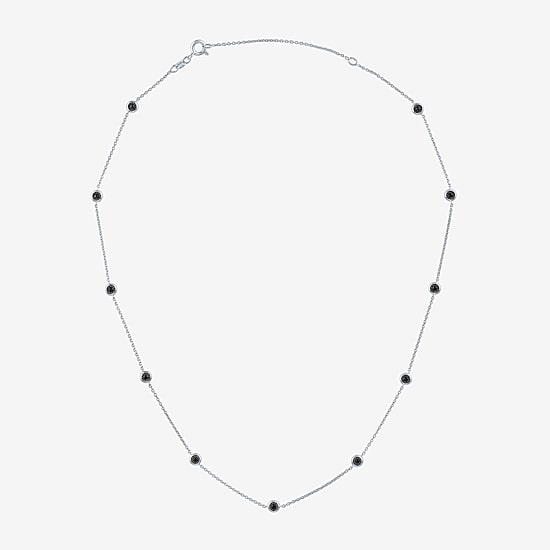 Diamond Addiction Womens 1/4 CT. T.W. Natural Black Diamond Sterling Silver 16 Inch Pendant Necklace