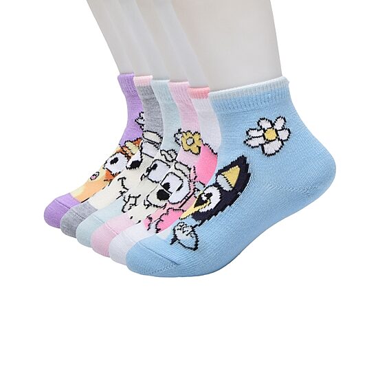 Toddler Girls 6 Pair Bluey Quarter Ankle Socks